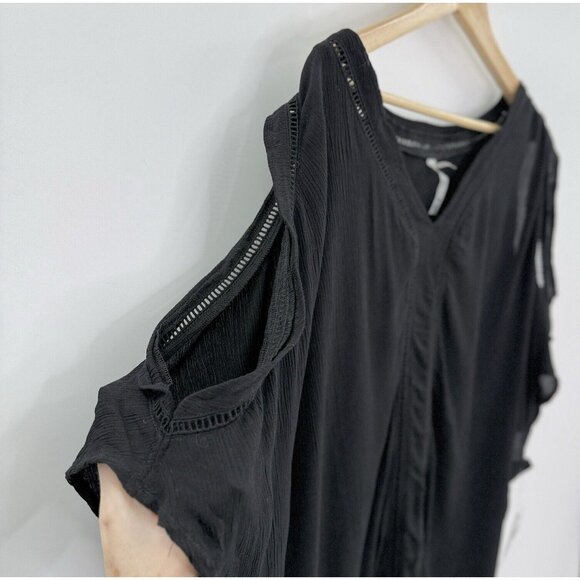 NWT Raisins Samba Ladder-Trim Split-Sleeve Caftan Cover-Up Size L Boho - Picture 3 of 11